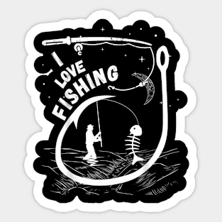 Fishing her favourite she loves it adventure fishing oil Sticker